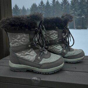 Bearpaw Winter Boots Womens Size 5 Marina Snow Waterproof Faux Fur Gray & Black